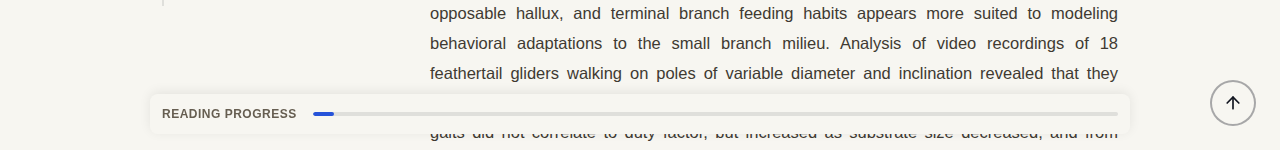 Reading progress pill fixed to the bottom of a publication article page, showing a partially filled progress bar