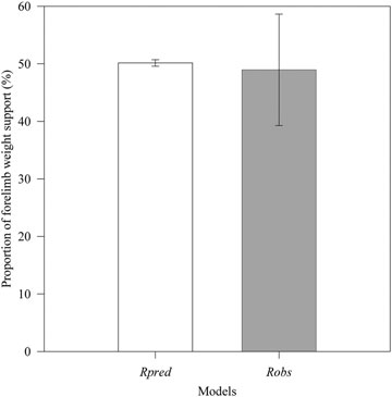 Mean and standard deviation values of the observed vertical impulse ratio and predicted vertical impulse ratio